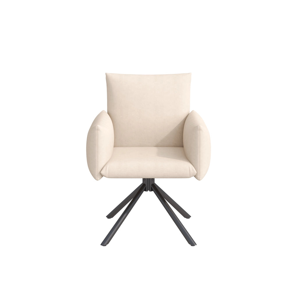 Sedie da pranzo girevoli a 360°, 6 pezzi in velluto beige con braccioli imbottiti e schienale ergonomico