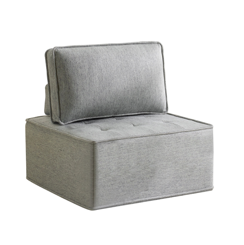 Divano relax modulare grigio chiaro in tessuto di lino