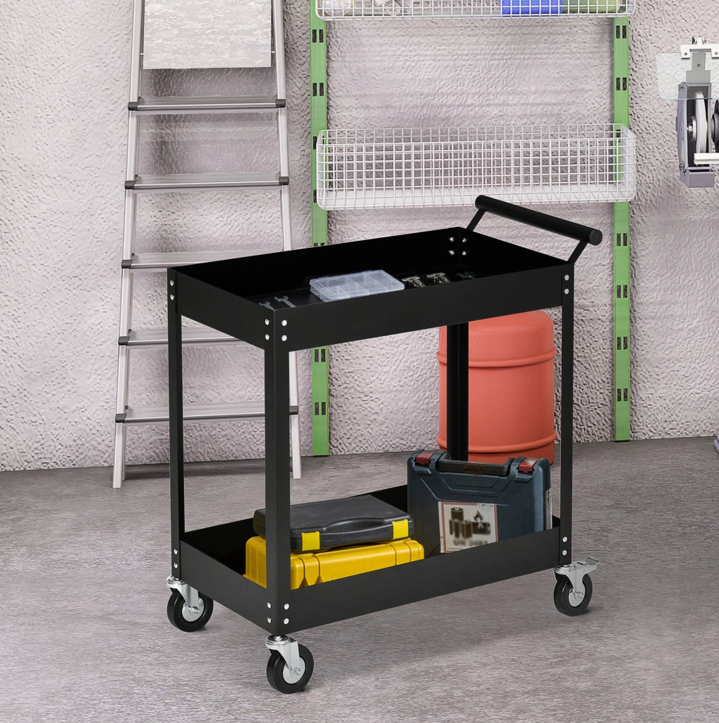 Carrello da officina in acciaio a 2 ripiani, 150 kg