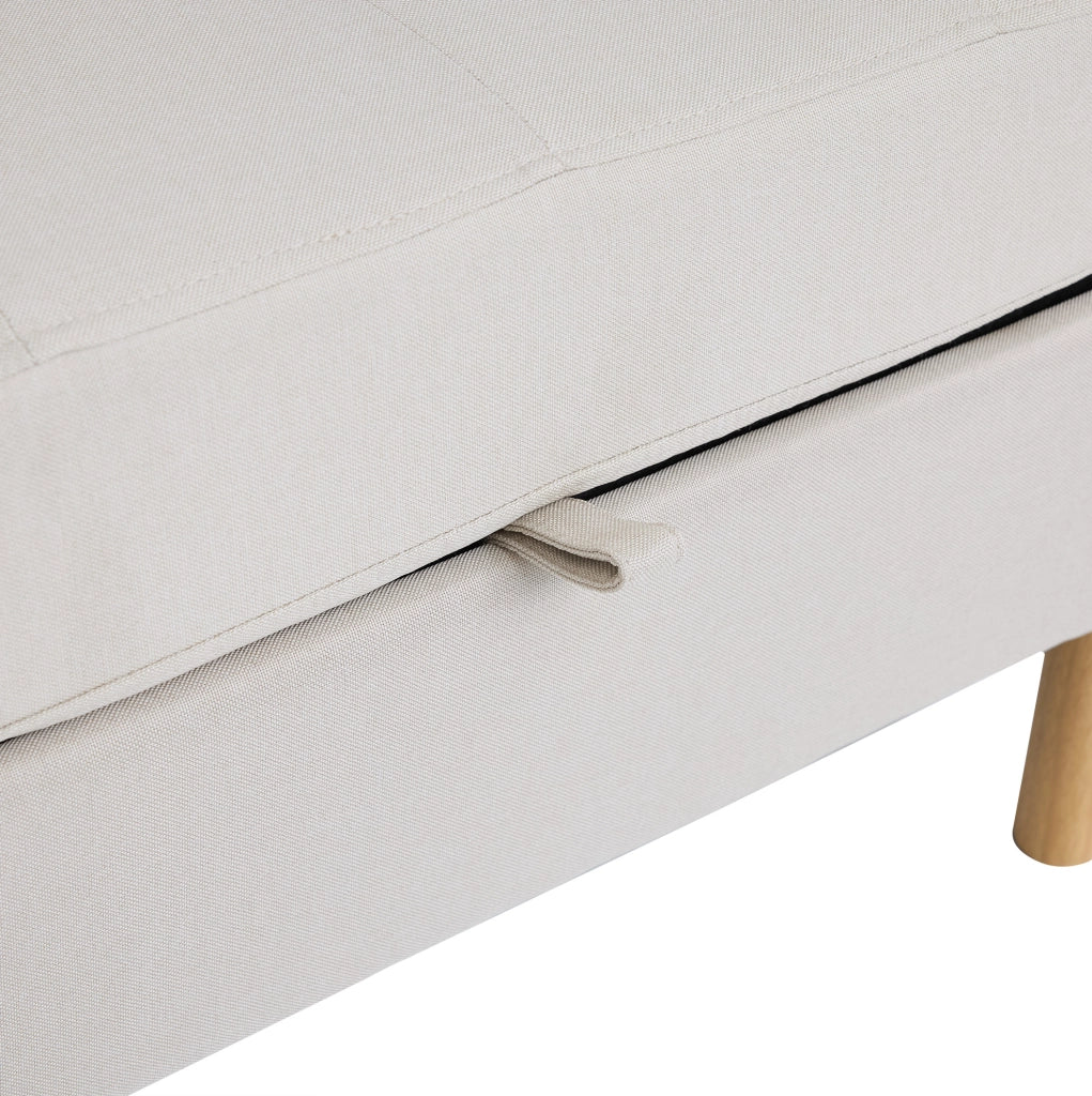 Divano angolare con chaise longue reversibile e contenitori; 212 × 130 × 86 cm; beige