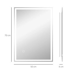 Specchio bagno LED ULEVR 70x50 cm con touch, luce regolabile a 3 tonalit¨¤ e funzione antiappannamento