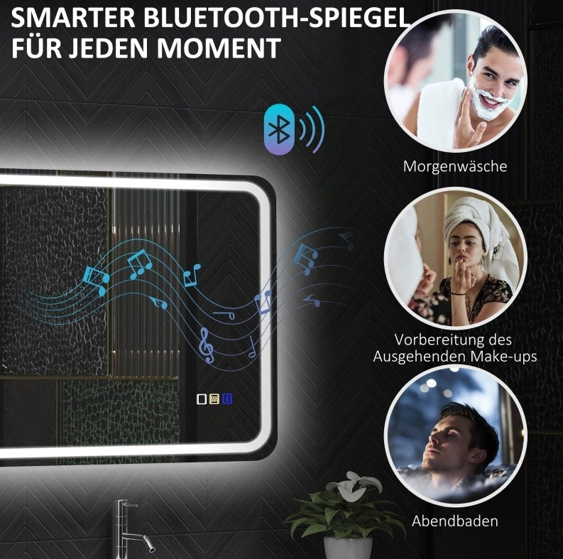 Specchio da bagno LED Bluetooth con funzione antiappannamento
