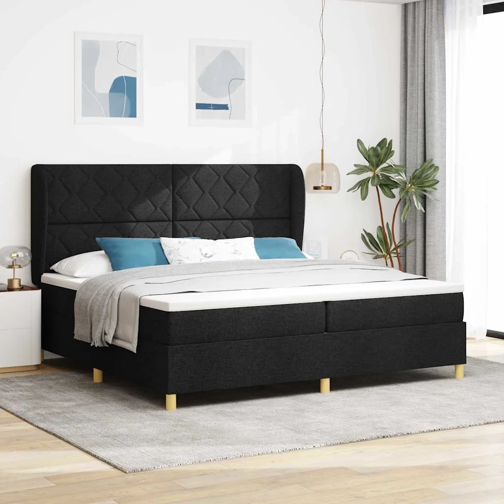 Letto a molle con materasso Nero 200 x 200 cm Tessuto 3340839