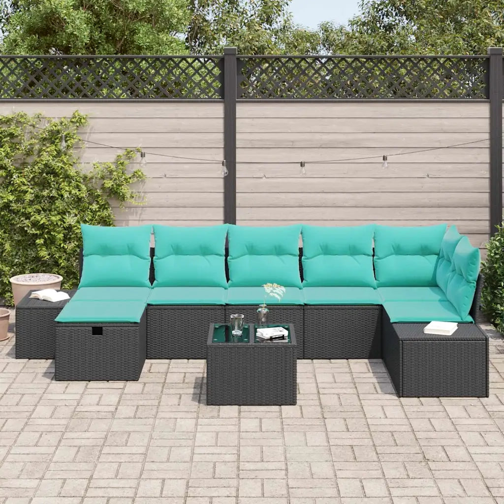 Set Divano da Giardino 8 pz Nero polyrattan 3359415
