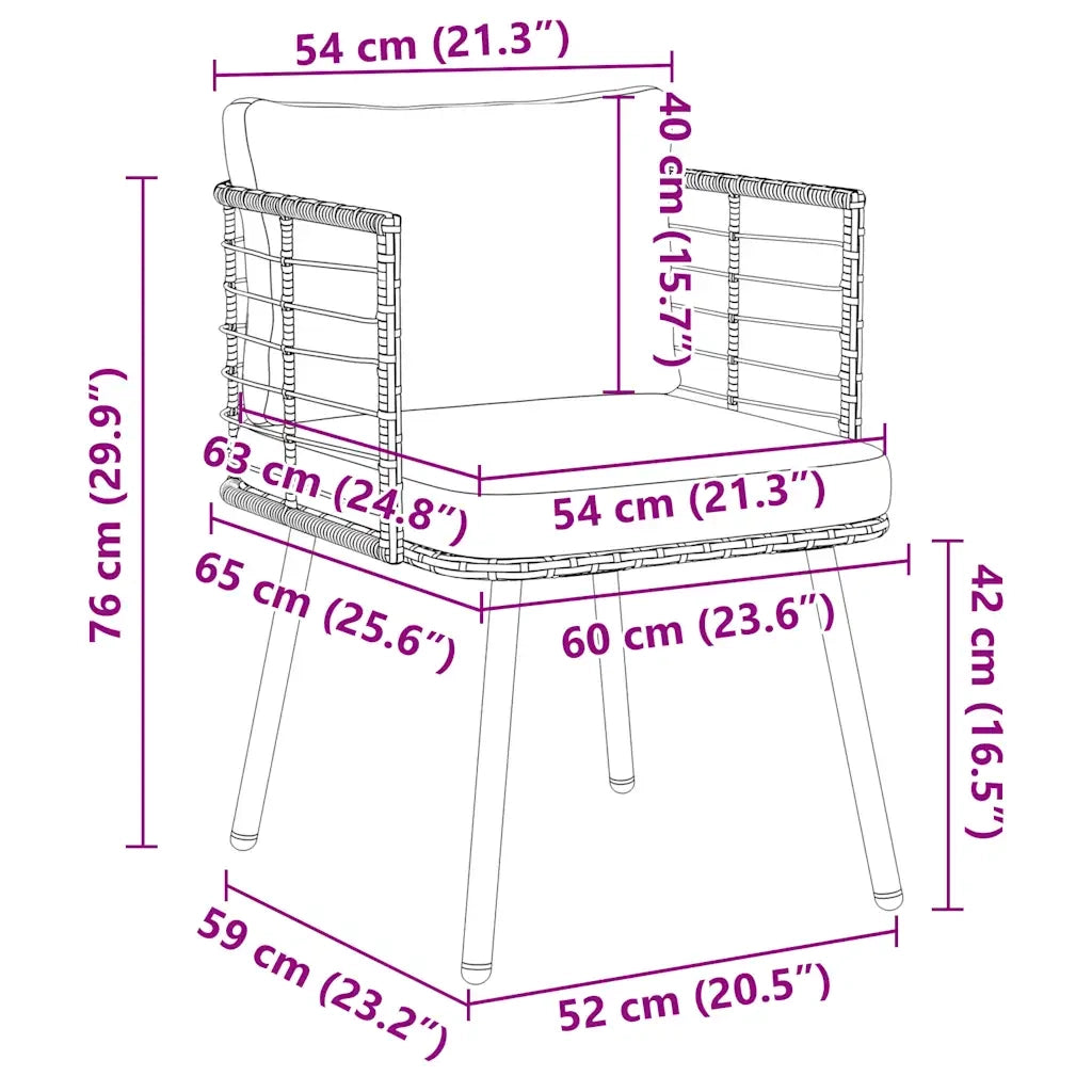 Poltrona da Giardino con Cuscini in Polyrattan Nero 4108259