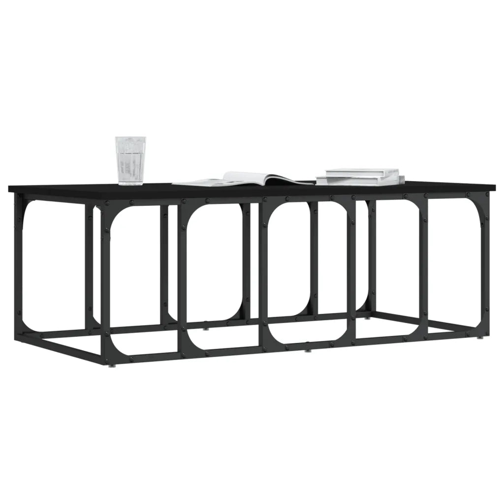 Tavolino da Salotto Nero 100x50x35,5 cm in Legno Multistrato 833378