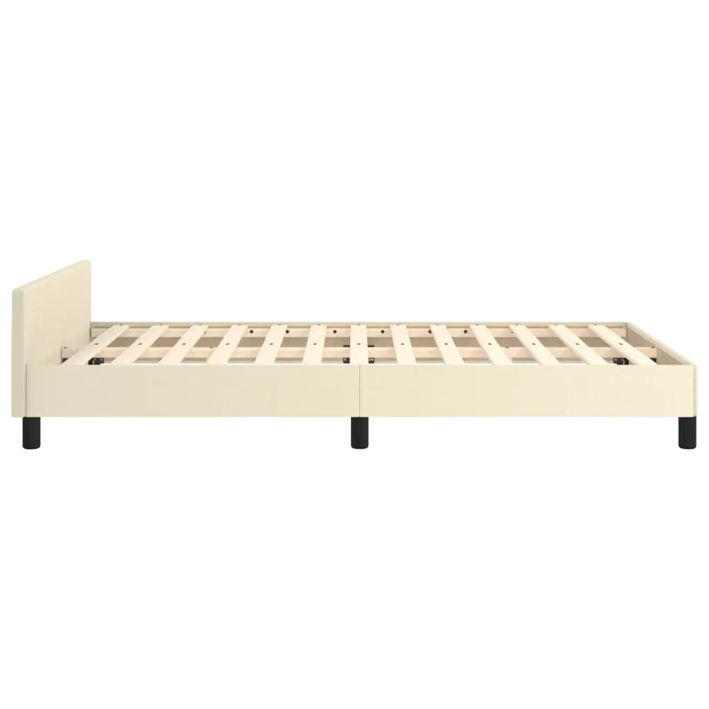 Letto matrimoniale | Letto per adulti | Giroletto con Testiera Crema 120x200 cm in Similpelle