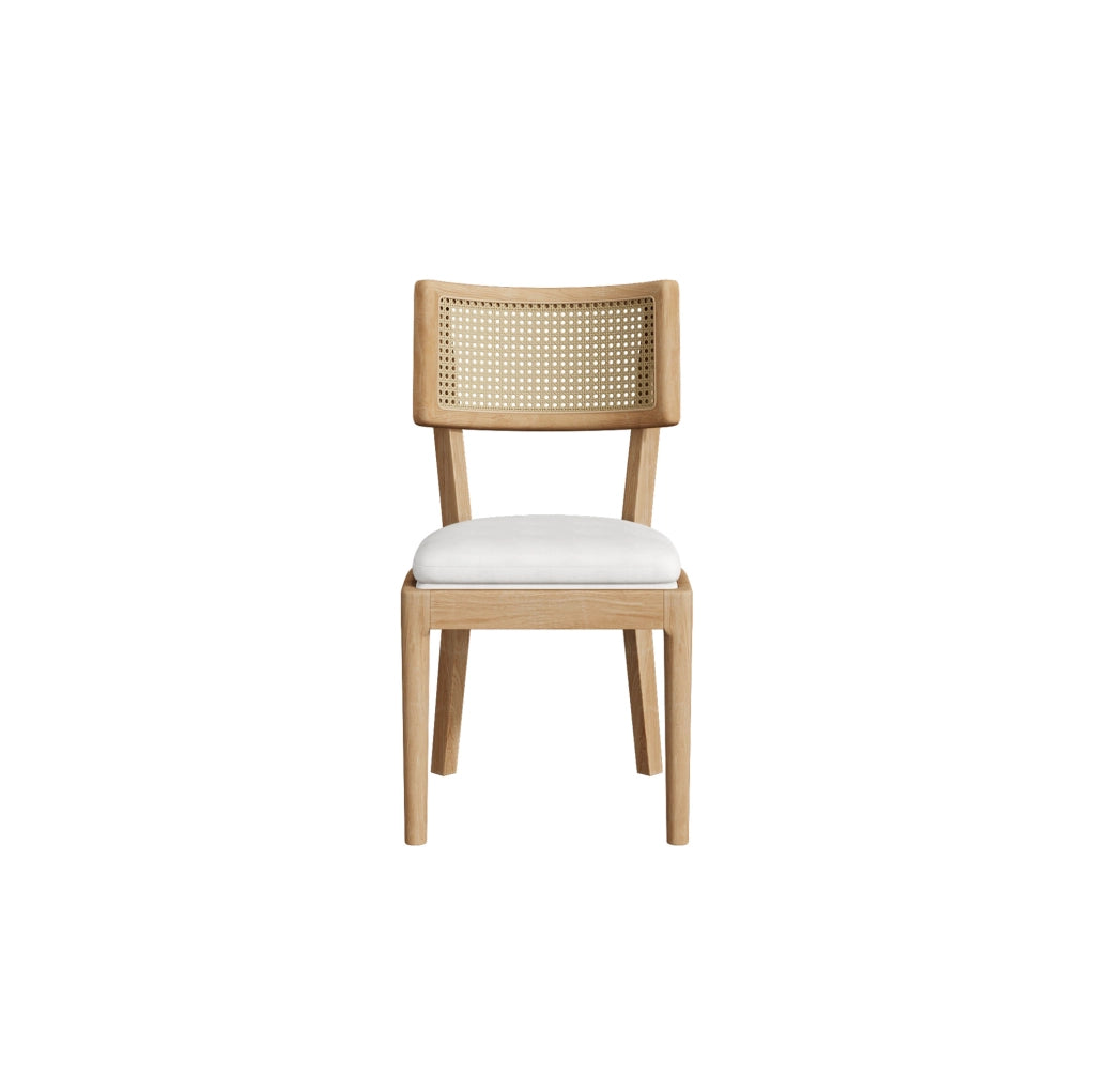 Set di 6 sedie da pranzo in legno massello con schienale in rattan color legno