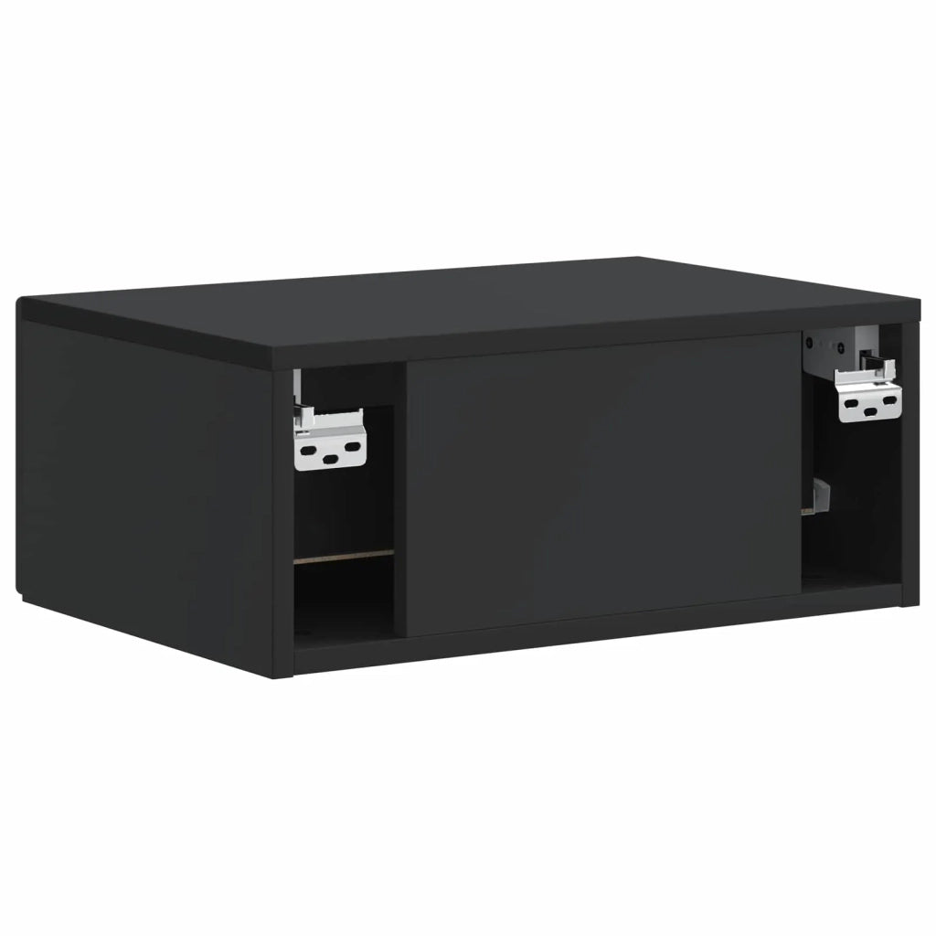Comodino | Armadio da Notte | Mobiletto da notte a muro con cassetto Nero 49 x 34,5 x 20 cm