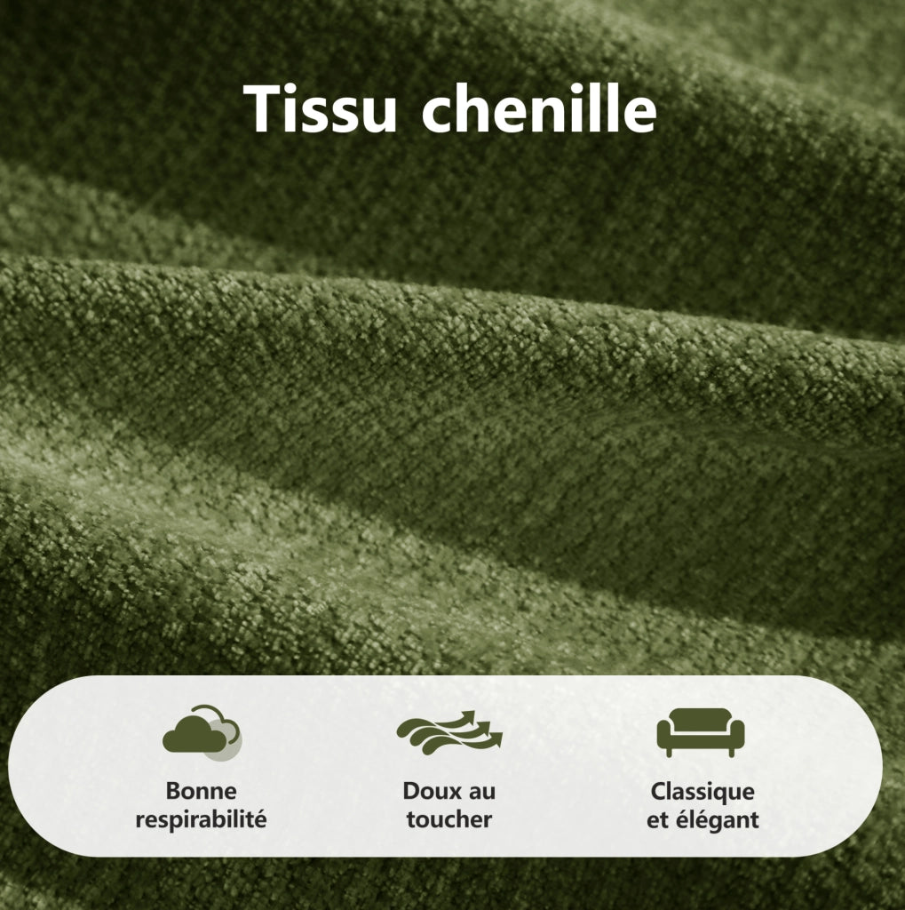 Divano modulare 4 posti verde in chenille con schiuma ad alta densità 32D, senza telaio, per soggiorno e appartamenti
