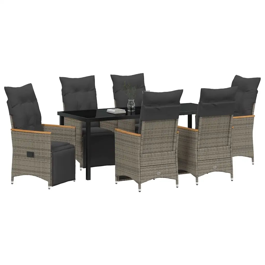 Set da Pranzo per Giardino con cuscino 7 pcs Grigio polyrattan 3379630