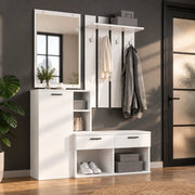 Mobile guardaroba da ingresso con scarpiera; specchio e 2 cassetti; MDF bianco; 120 ¡Á 35 ¡Á 175.5 cm