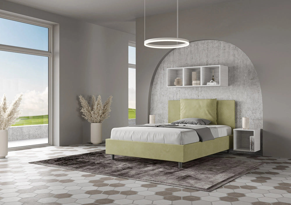 Letto Matrimoniale Large 170x190 cm con Rete e Contenitore Antea Tè Verde