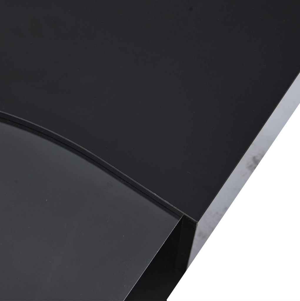 Tavolino da caff¨¨ LED 100x50x35 cm con 2 cassetti in MDF e acrilico nero