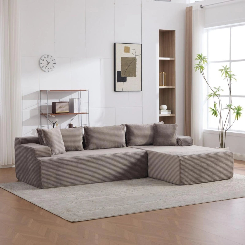 Divano modulare, divano compatto, tessuto chenille, schiuma ad alta elasticità 30D, base antiscivolo, 4 posti, grigio