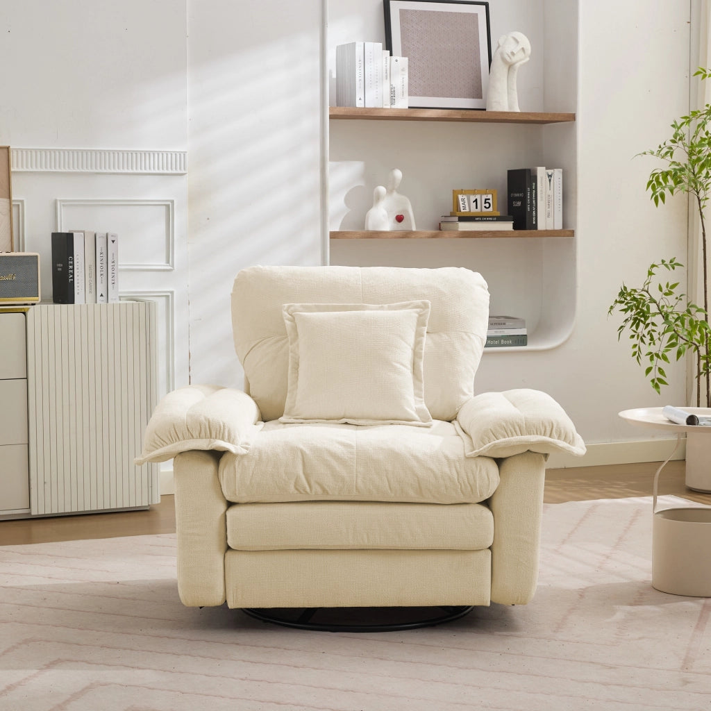 Divano a 2 posti in ciniglia con cuscini e seduta profonda, memory foam, Beige