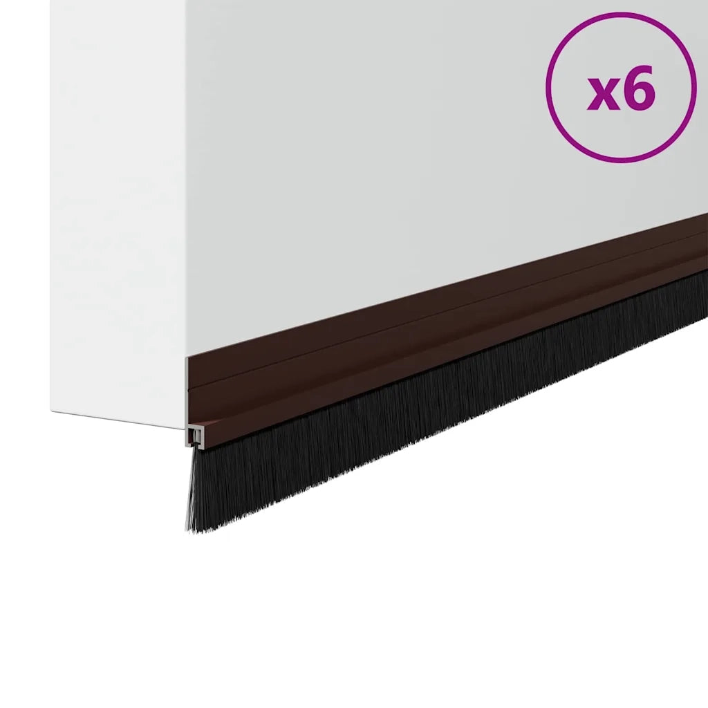 Spazzole per porte autoadesive 6 pz Marrone 100 cm CFW3016835