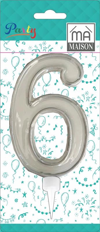 MA MAISON MAXI CANDELA NUMERO "6" ARGENTO