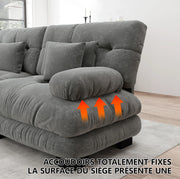 Divano modulare angolare a forma di U con pouf mobile in chenille grigio, 4 posti