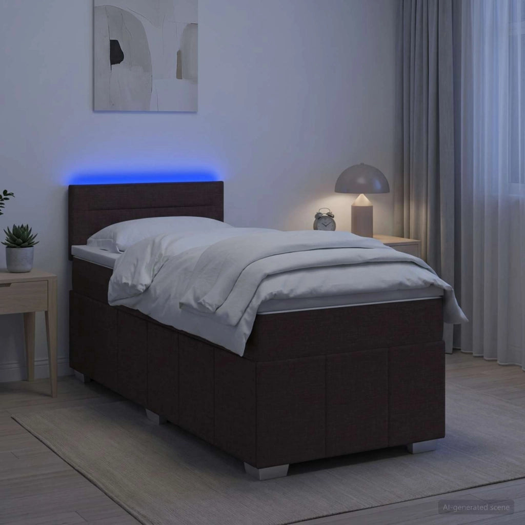 Letto box spring con materasso Marrone Scuro 100 x 200 cm 3452603