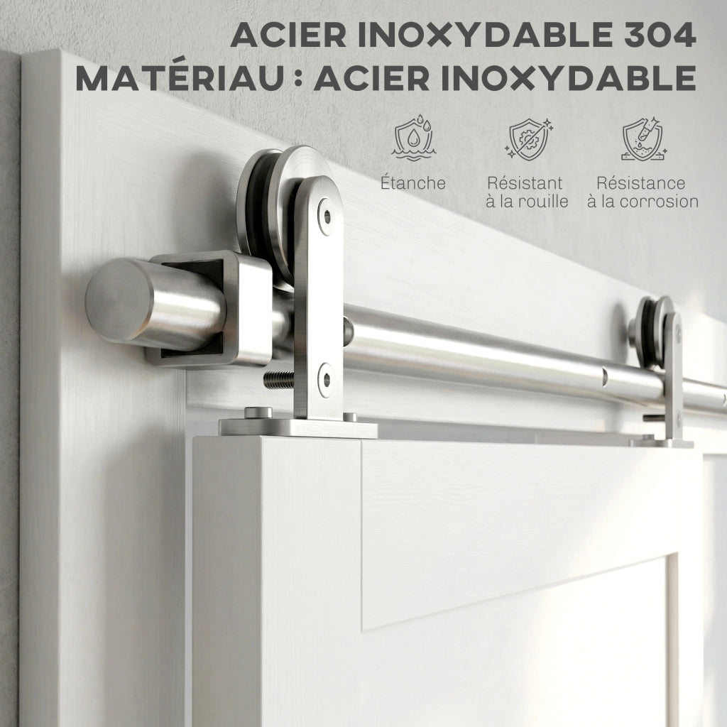 Guida scorrevole per porte ¨C Minimal ¨C Argento 76x30 cm