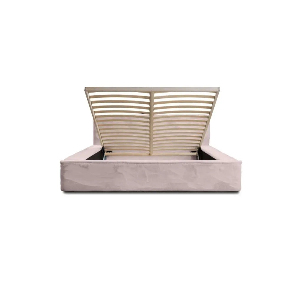 Letto contenitore ORLANE – Rosa Polvere di rosa polare – 180x200 cm – Rete sollevabile – Design di alta gamma