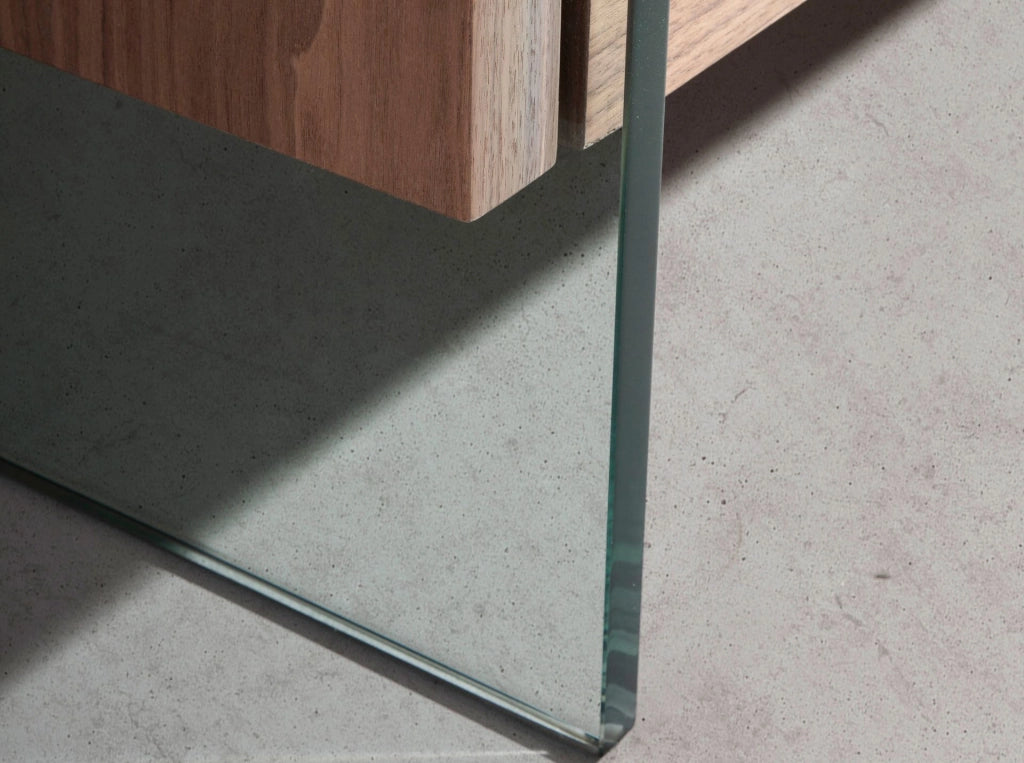 Credenza in noce e vetro temperato