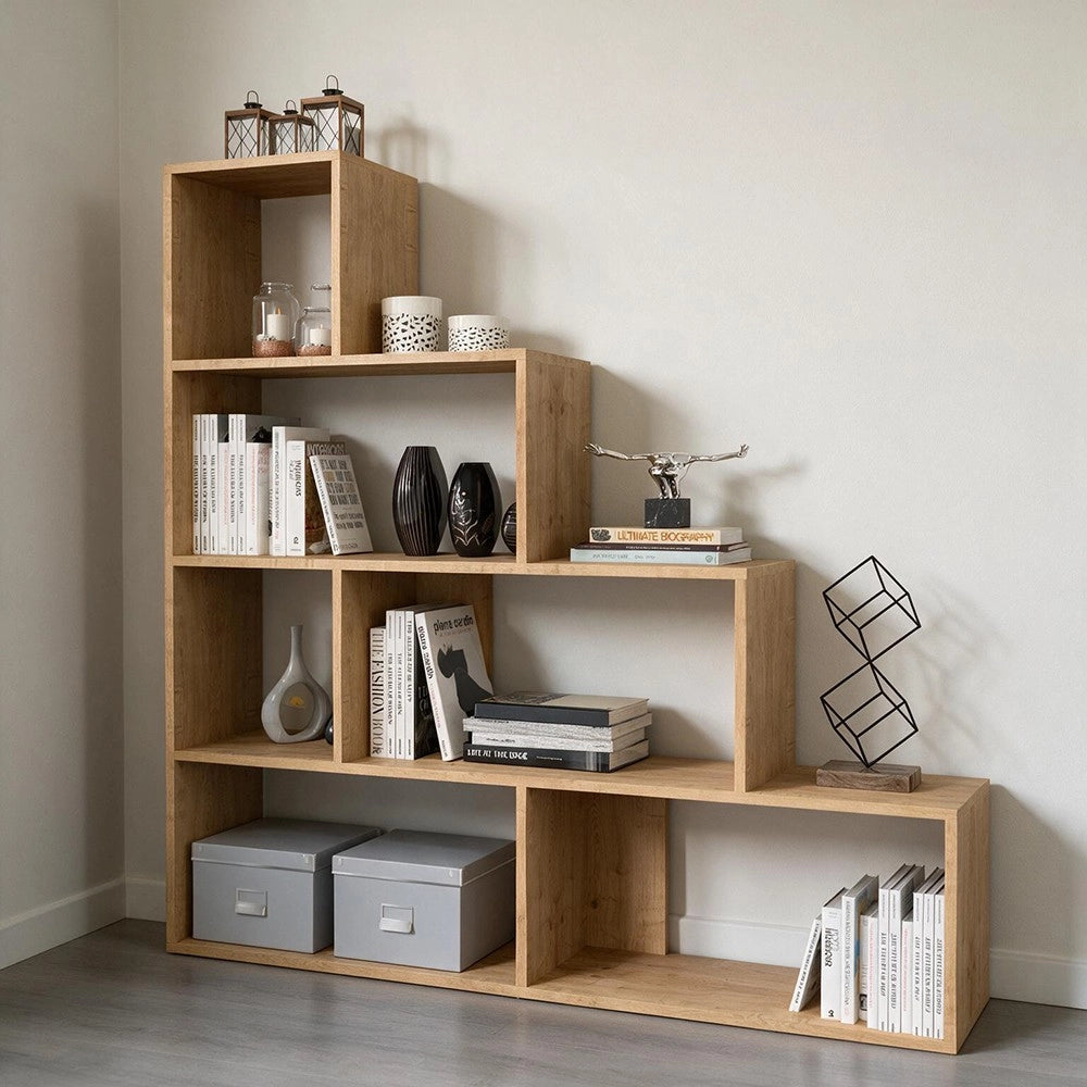 Libreria a scala Alis 145x145 cm. colore rovere