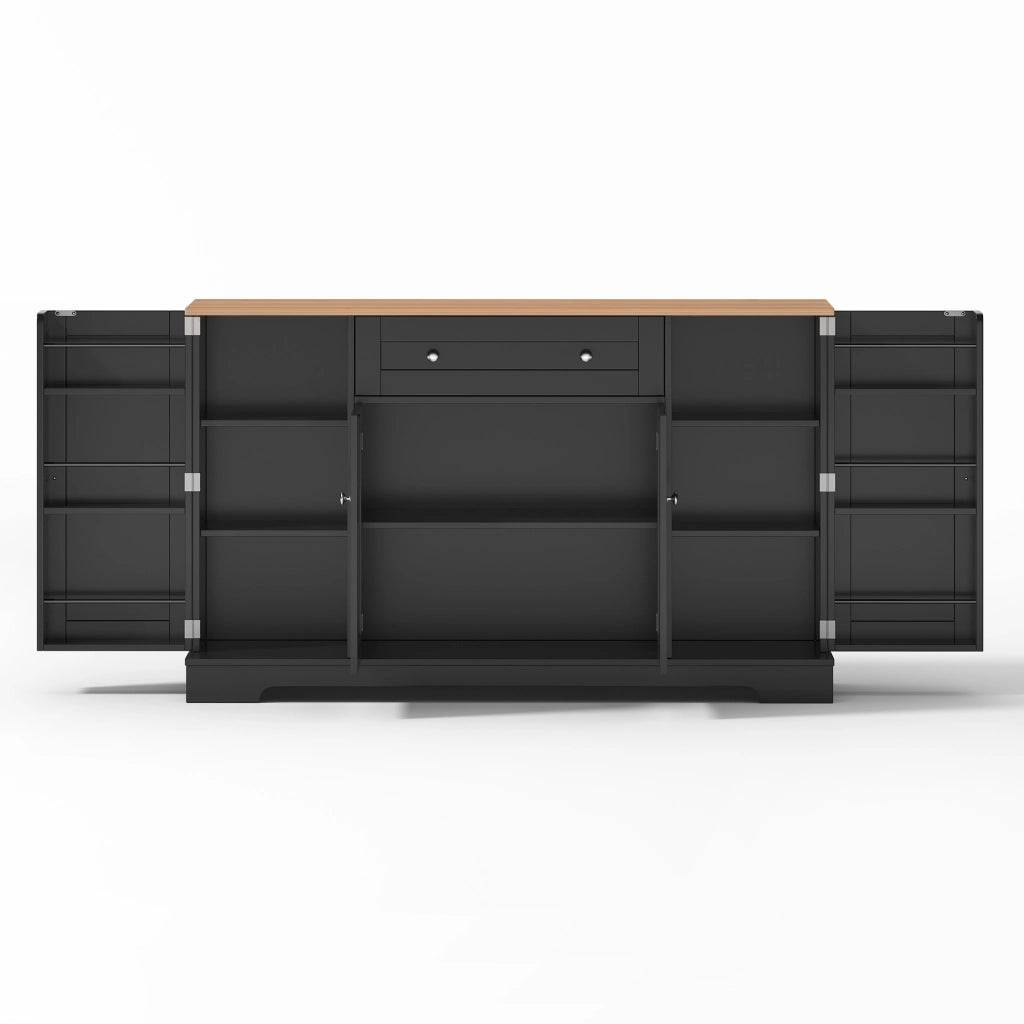 MADIA 138 cm con cassetto e vani laterali, MDF nero
