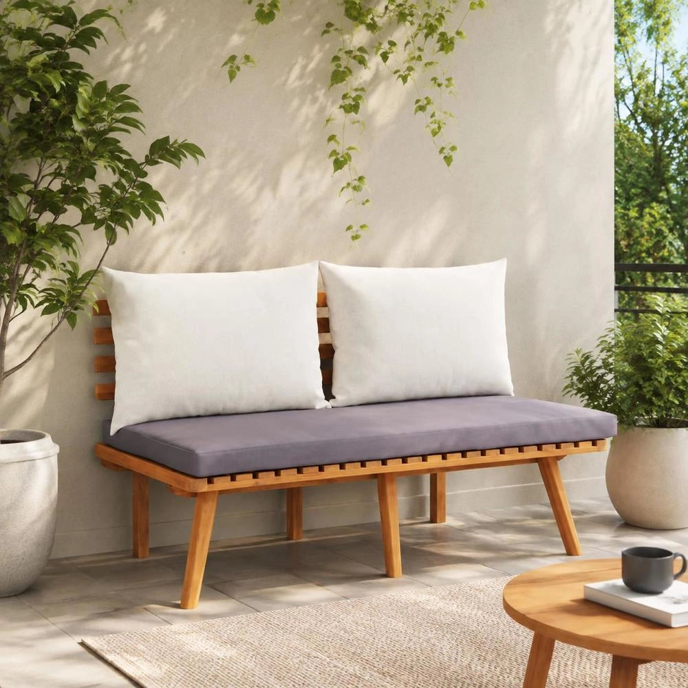 Garden Bench With Cushions, 115 Cm, Solid Acacia Wood