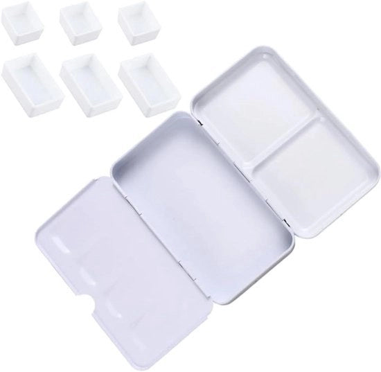Cassetta di pennelli acquarello - Cassetta acquarello leggera - Studenti e viaggiatori - Nero - 12 contenitori semicompatti - 8 pennelli - Idonea per acquarello - 12,5 x 7 x 2,2 cm
