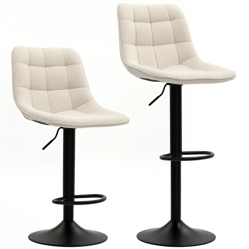 Set di 2 sgabelli da bar regolabili in altezza e girevoli in poliestere beige