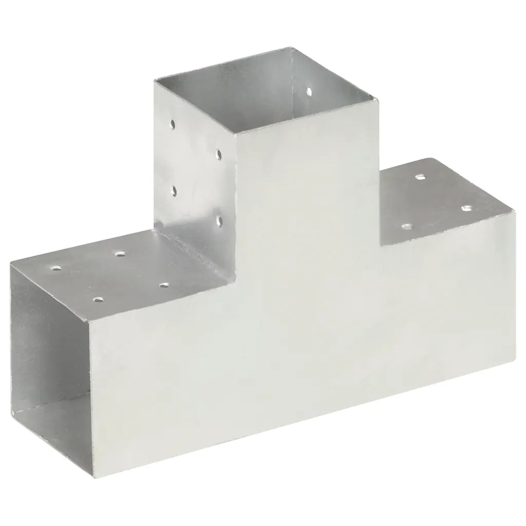 Connettori Pali a Forma di T 4 pz in Metallo Zincato 101x101 mm 145480