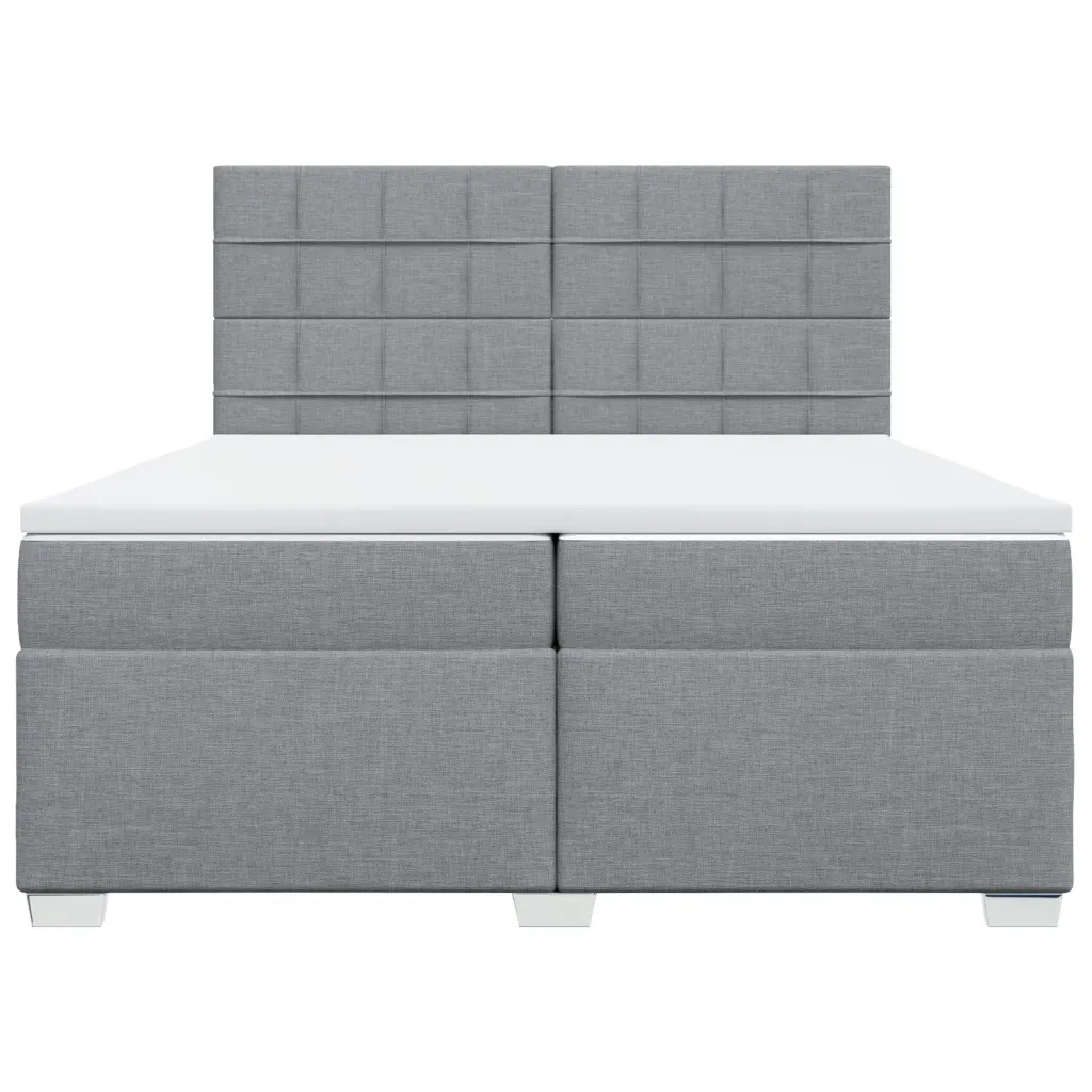 Giroletto a Molle con Materasso Grigio Chiaro 200x200cm Tessuto