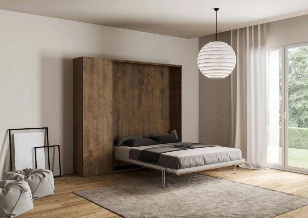 Letto 1 Piazza e Mezzo a Scomparsa Salvaspazio Kentaro H210 cm Marrone