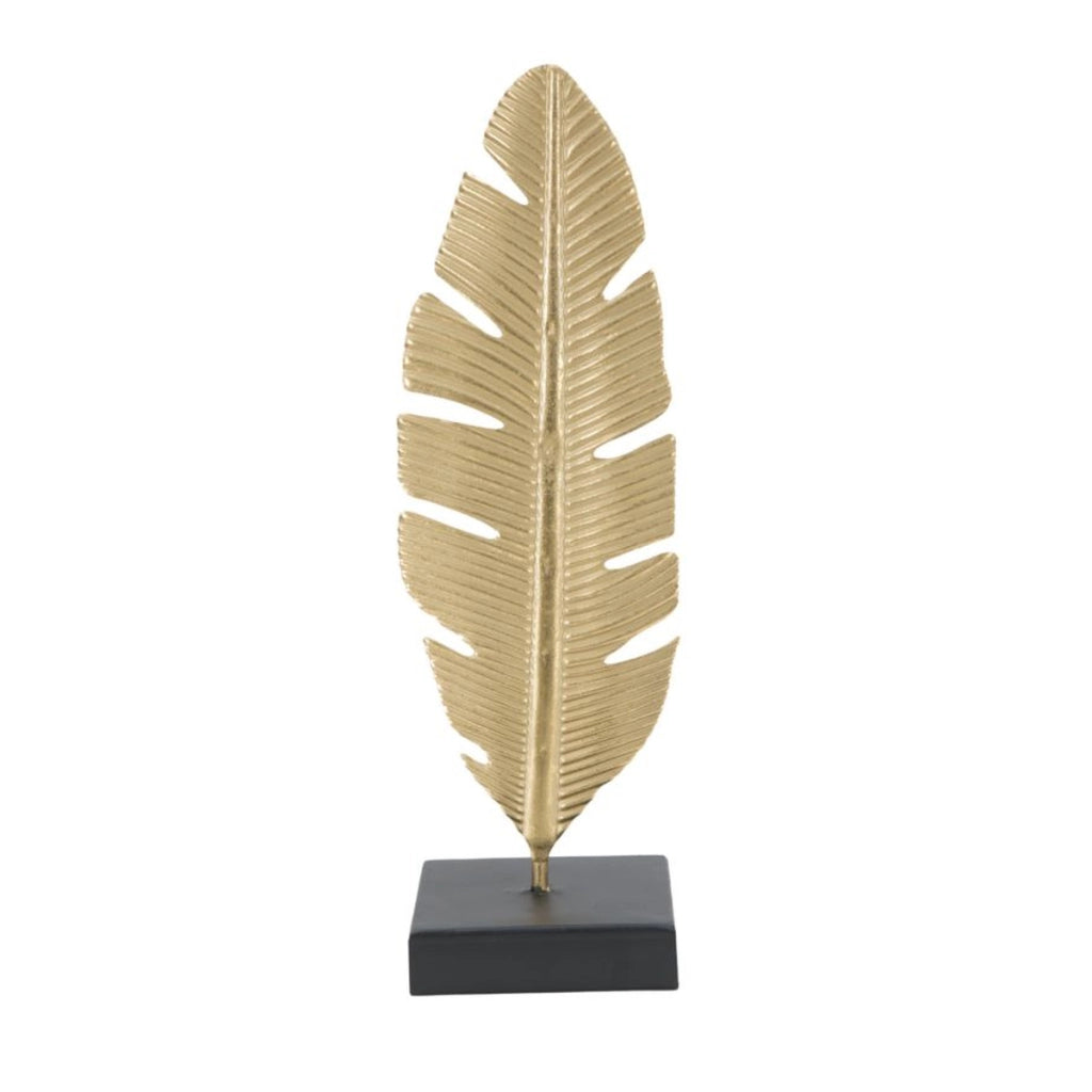 Scultura decorativa Glam a forma di foglia in ferro oro con portacandela
