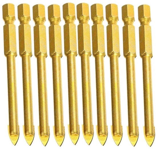 Set di foratura per tegoli - foratura carburo - vetro-ceramica - punta piatta - foratura - 4 mm-12 mm - 5 pezzi 5/10 pezzi - Adatto per - tegoli grigi - set di forature con 5mm e 10mm.