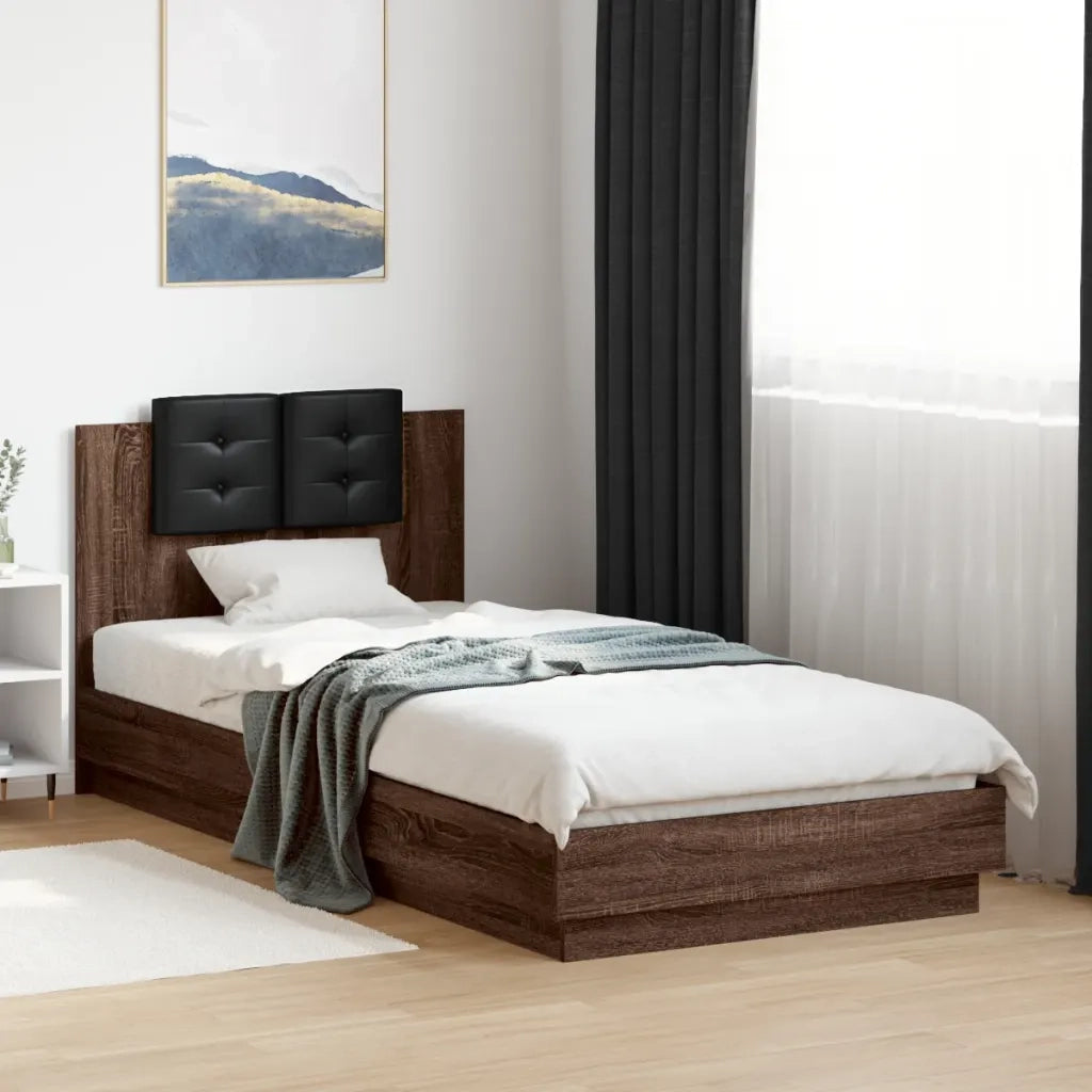 Letto singolo | Letto per adulti | Giroletto Testiera Rovere Marrone 100x200 cm Legno Multistrato