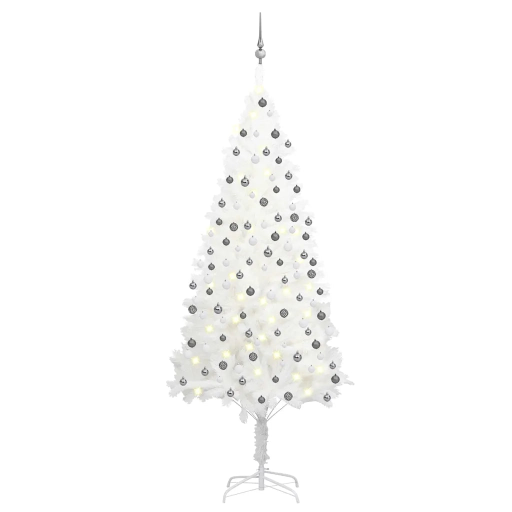Albero di Natale Preilluminato con Palline Bianco 210 cm 3077721