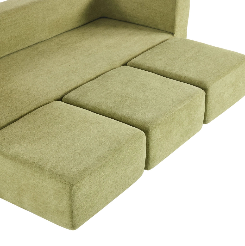 Divano letto da pavimento modulare in ciniglia verde HOMVRA