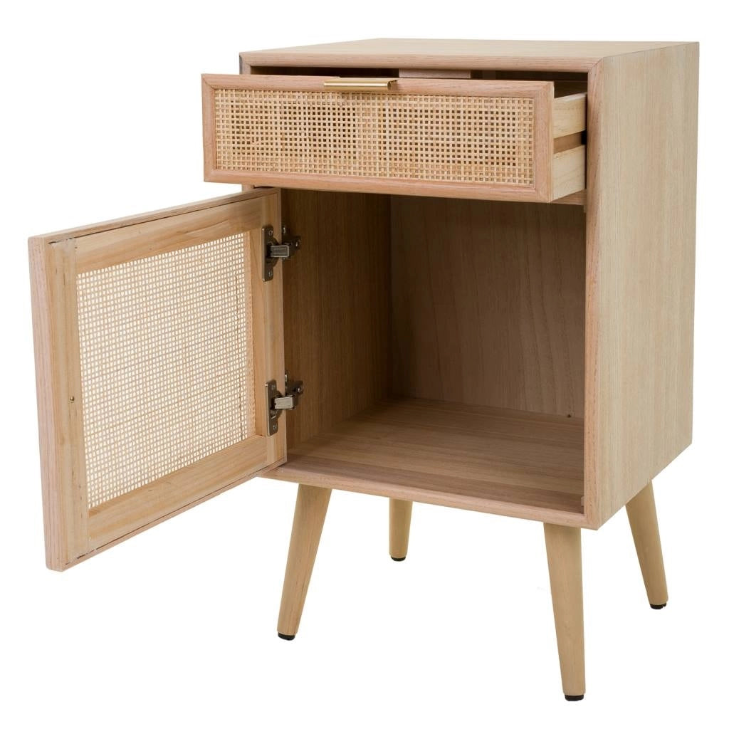 Comodino in MDF e griglia, marrone, 42x36,5x71 cm