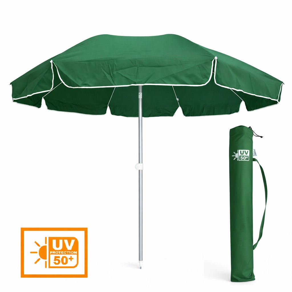 Ombrellone Mare Spiaggia 240 cm Antivento Alluminio UV50+ Inclinabile con Custodia e Trivella