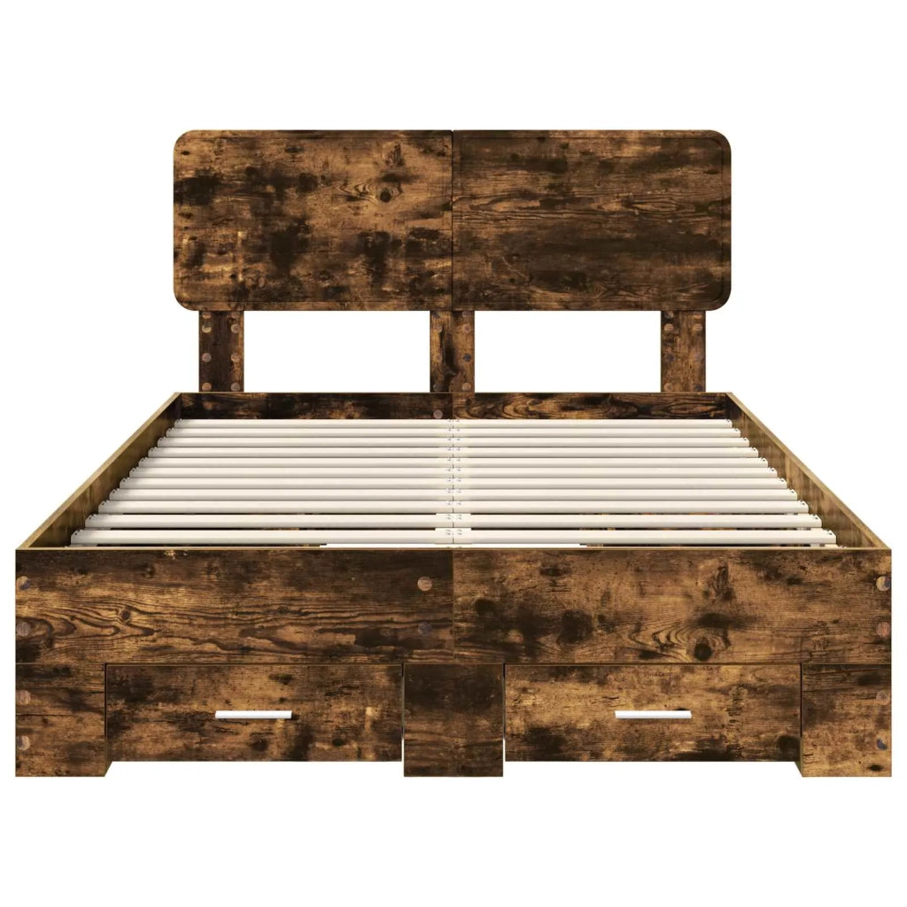 Letto matrimoniale | Letto per adulti | Struttura del letto Rovere fum¨¦ 120 x 200 cm Legno multistrato