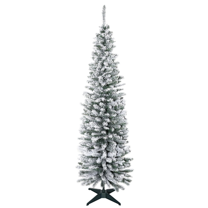 Albero di natale artificiale slim non illuminato 180 cm con 390 rami in plastica bianco e verde base stabile