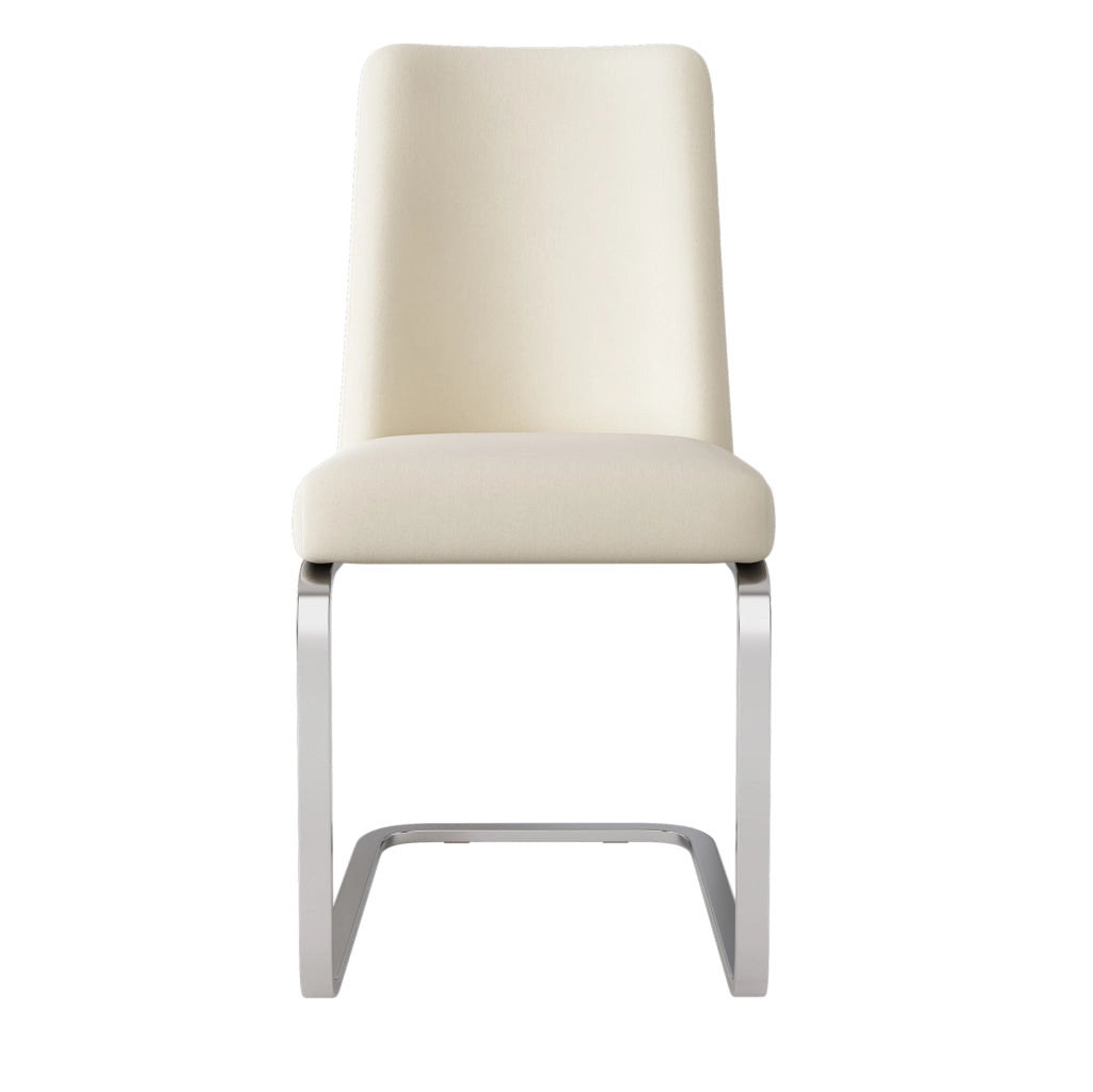 Set di 4 Sedie da Pranzo in Velluto Beige con Schienale a Diamante e Gambe in Metallo Argento