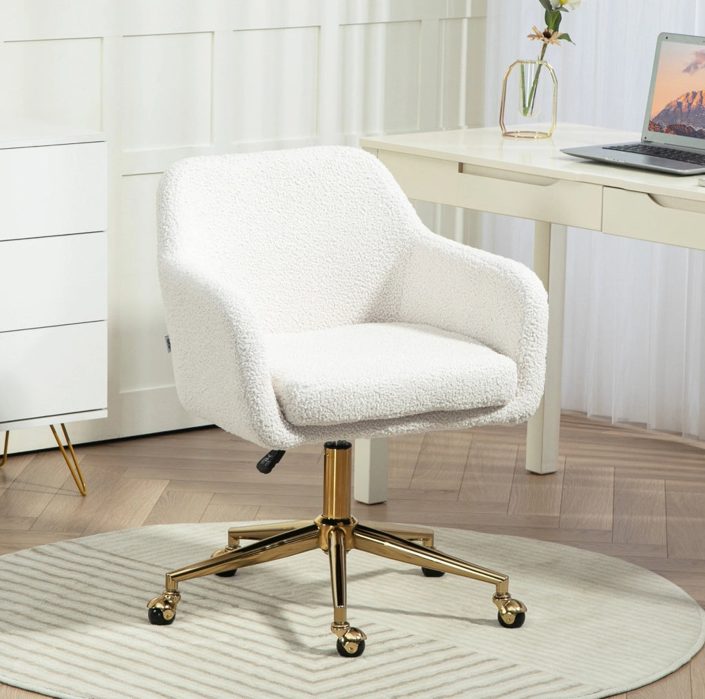 Sedia da ufficio ULEVR regolabile in altezza con braccioli, girevole 360¡ã, tessuto in poliestere bianco crema