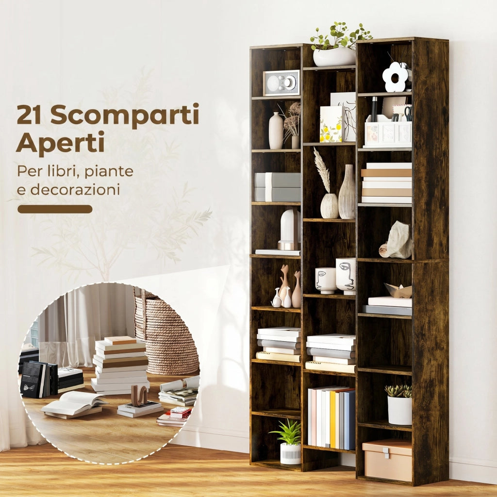 Mobile contenitore in legno ingegnerizzato con ripiani regolabili per soggiorno e ingresso