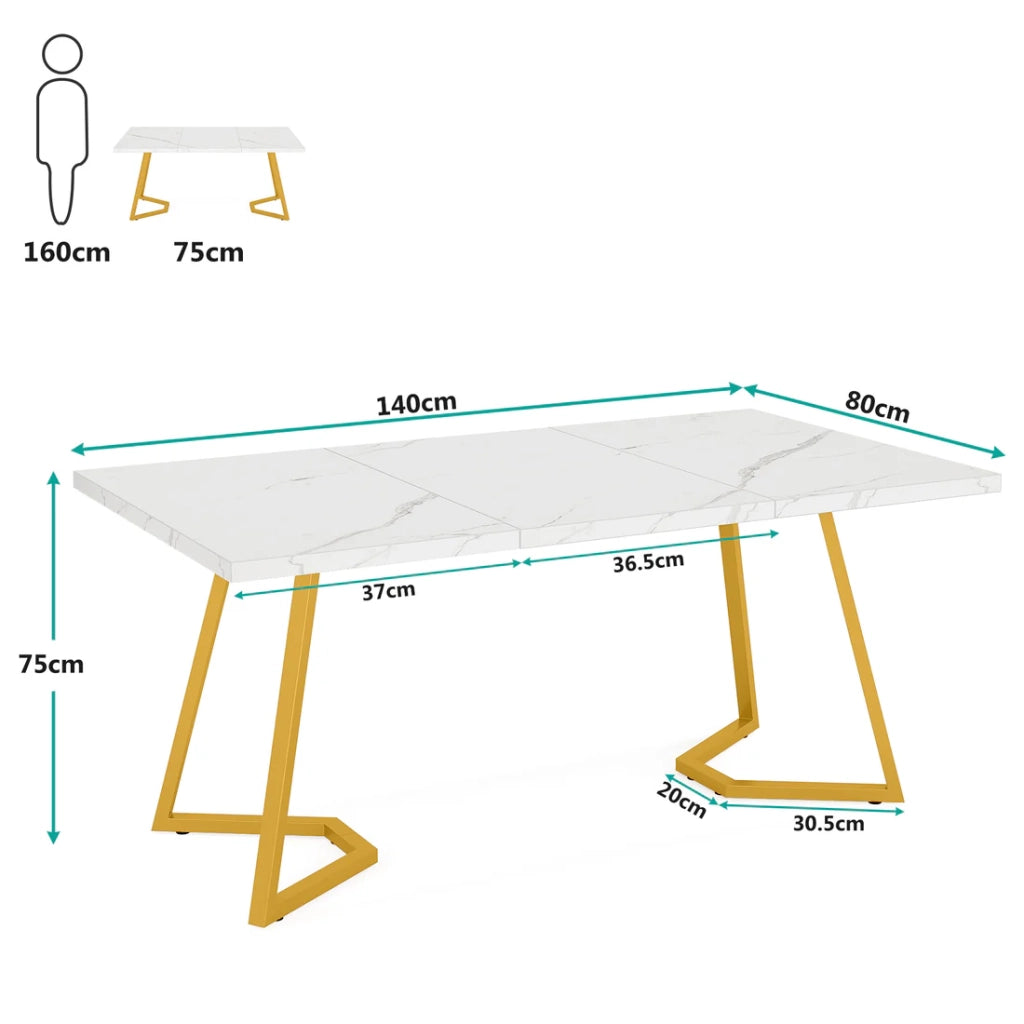SCRIVANIA Moderna Bianco e Oro in Metallo e Legno