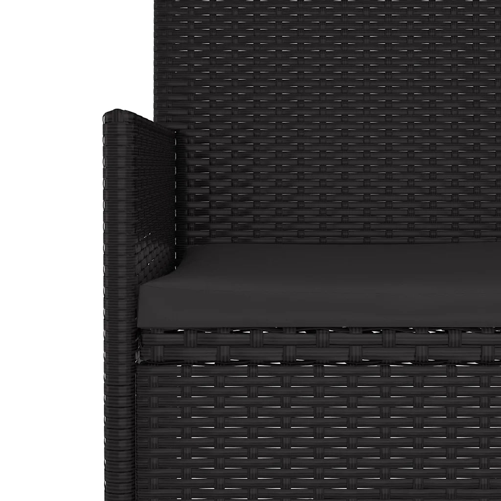 Panca da Giardino a 2 Posti-Sgabello-Panca da esterno con Cuscini in Polyrattan Nero 279515