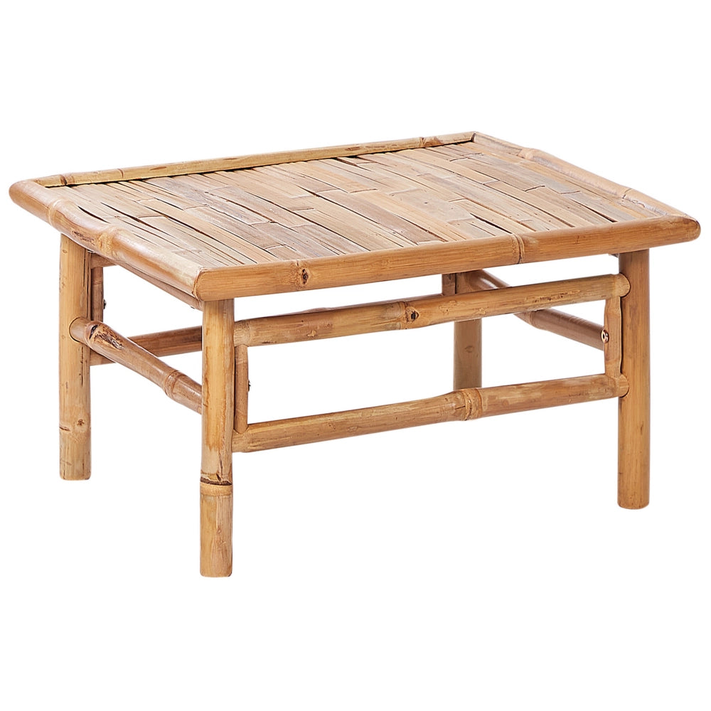 Tavolino da caffè rettangolare in bambù chiaro 64 x 55 cm esterno elegante